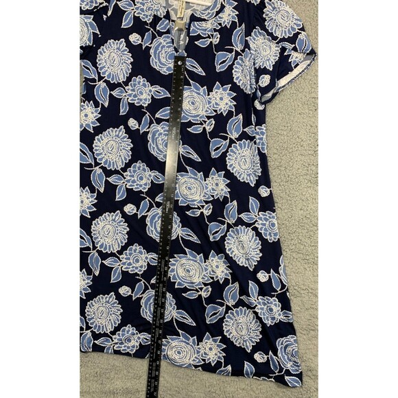 PerSeption Concept Blue Floral Cap Sleeve Midi Dress Polyester Spandex Stretch M - Picture 13 of 14